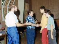 Siegerehrung beim Junioren-Turnier, Radsporthalle, 13. August 1989